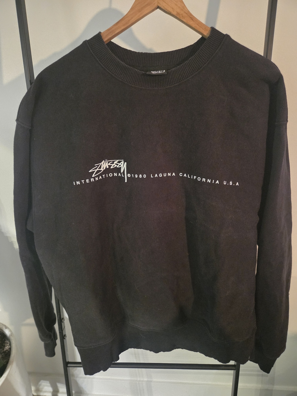Stussy Black Crewneck Sweatshirt with White Logo